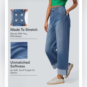 HALARA Denim Cropped Jeans with Cuffed Hem